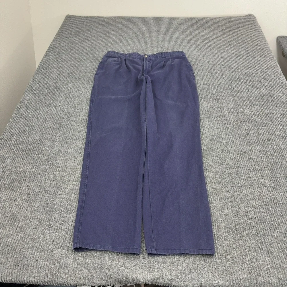 Vintage Bugle Boy Pants Men 34 Blue Cotton Pleated Chino Trousers Classic Casual